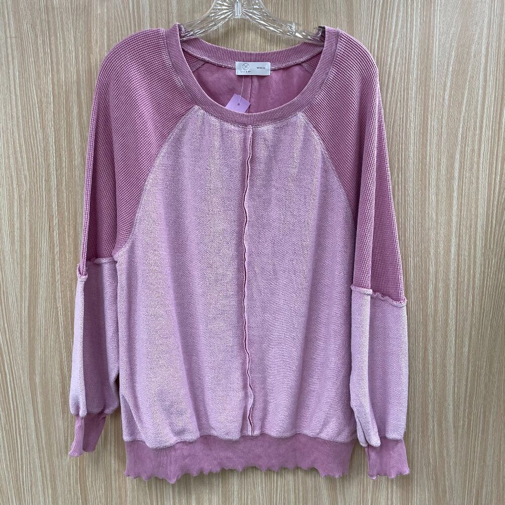 Liam & Co Pink Textured Sweatshirt Size Medium